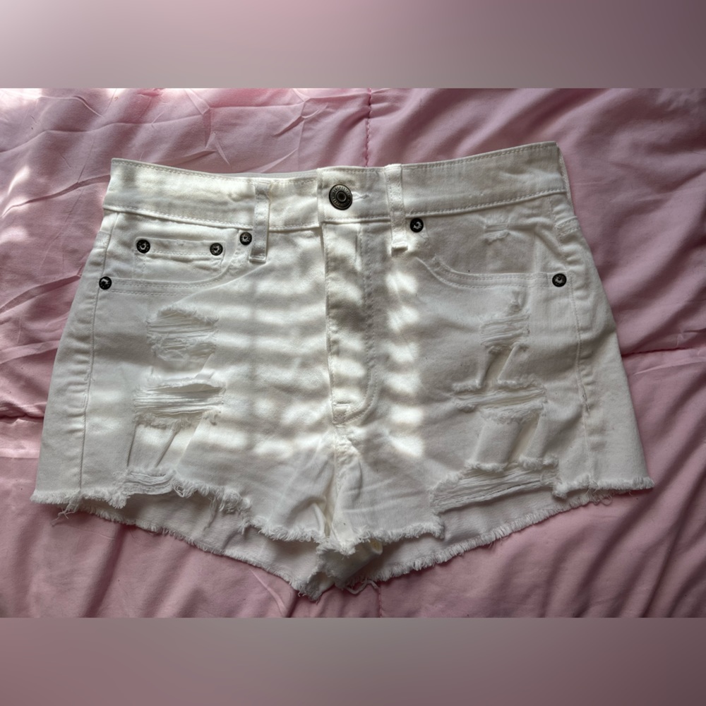 Aeropostale White High-Rise Denim Shorts